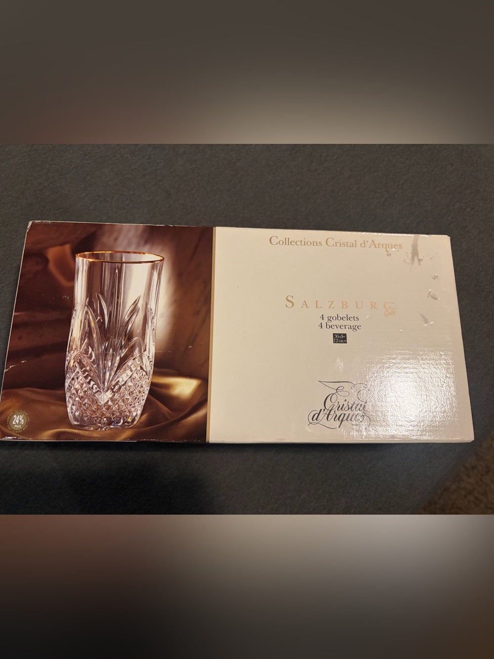 Salzburg Clear Crystal Beverage Glasses with Gold Rim - Set of 4